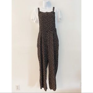 Vintage Bonjour Black Floral Overalls